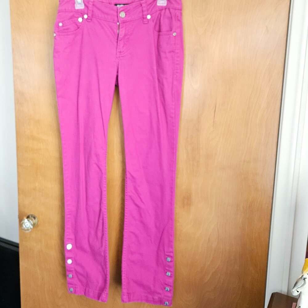 Allen B. by Allen Schwartz Pink Zip-Up Jeans With Silver Tone Buttons - Size 6